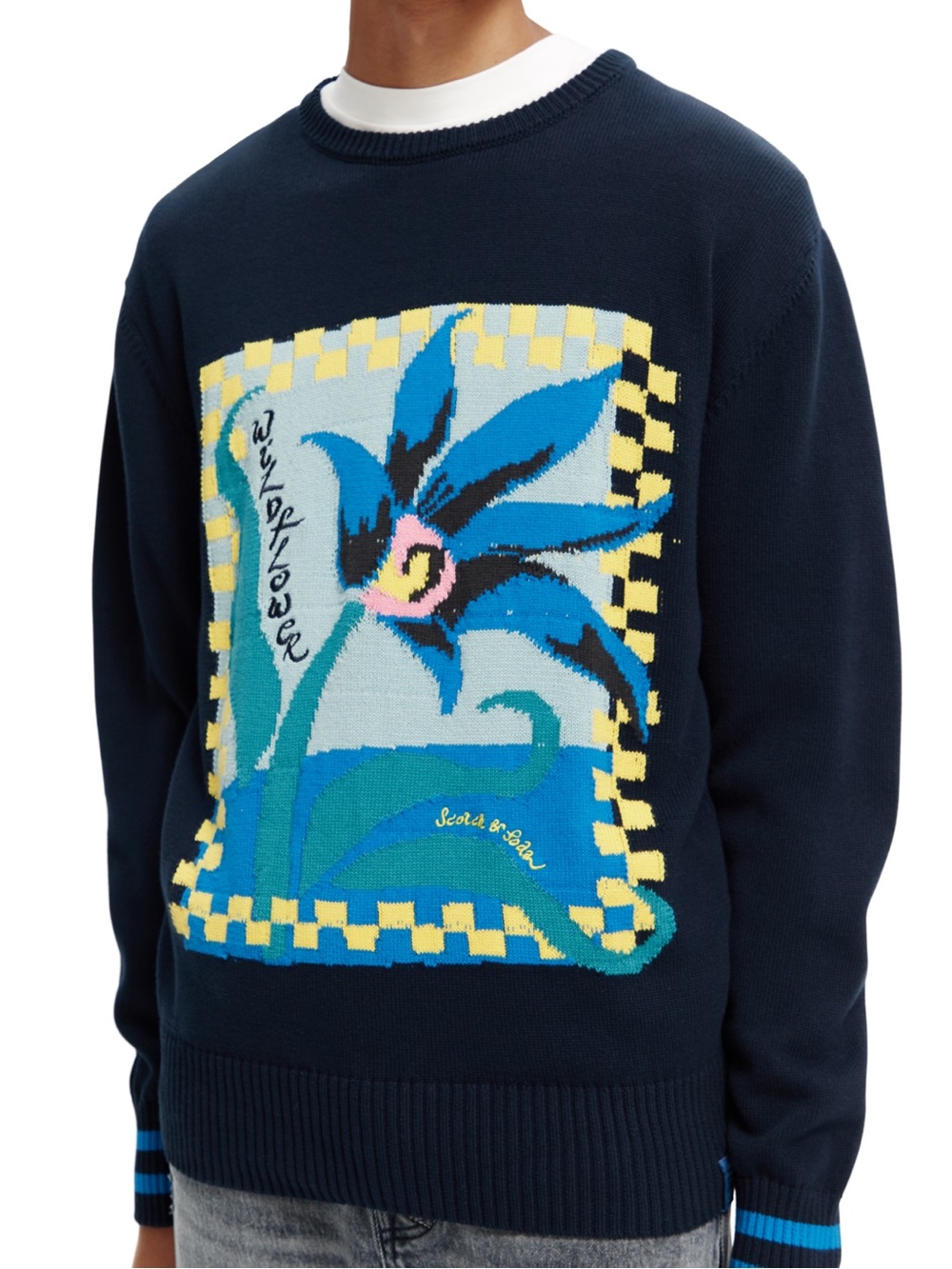 Scotch and Soda Floral Graphic Cotton Crewneck Sweater - #